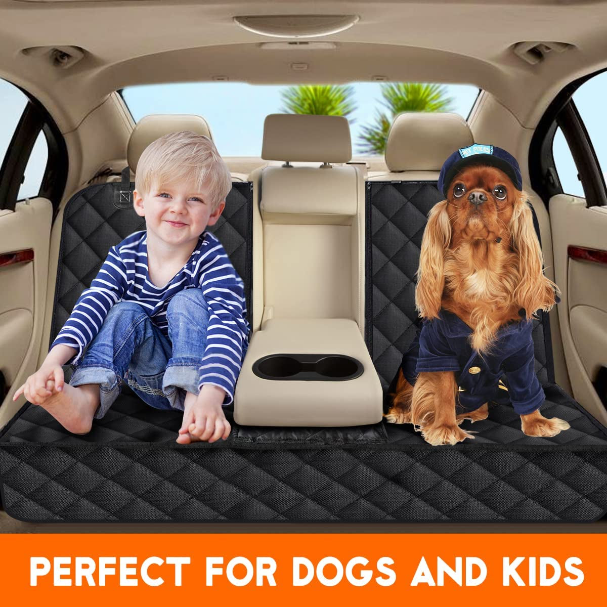 Ultimate Waterproof Dog Car Seat Cover - Non-Slip, Scratch Resistant, and Adjustable for Most Cars, Trucks, and SUVs - Perfect for Pets and Kids!