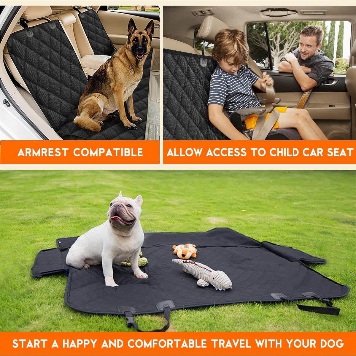 Ultimate Waterproof Dog Car Seat Cover - Non-Slip, Scratch Resistant, and Adjustable for Most Cars, Trucks, and SUVs - Perfect for Pets and Kids!