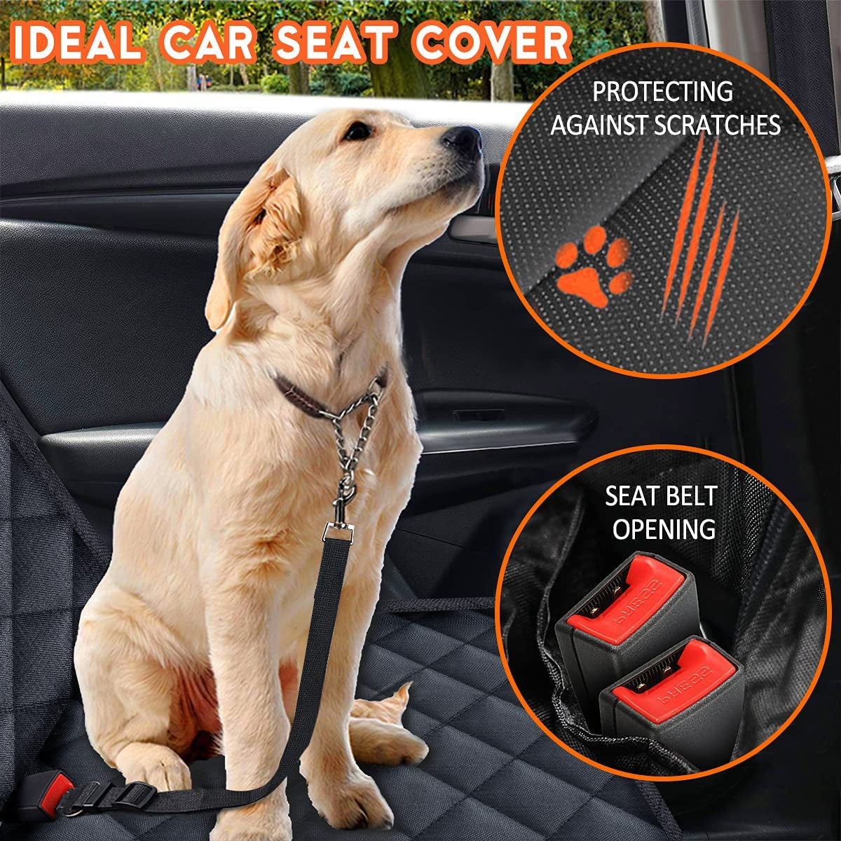 Ultimate Waterproof Dog Car Seat Cover - Non-Slip, Scratch Resistant, and Adjustable for Most Cars, Trucks, and SUVs - Perfect for Pets and Kids!