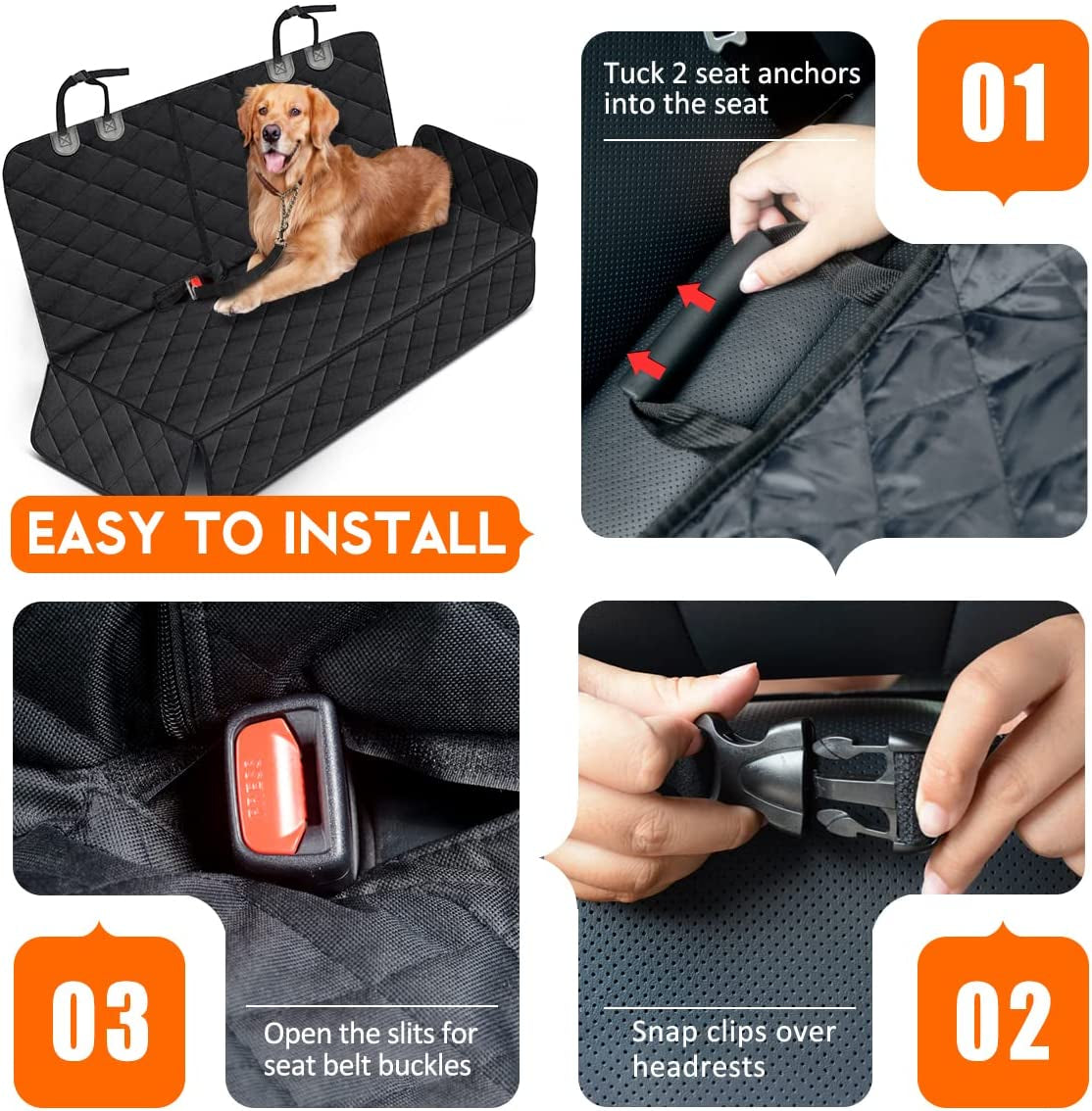Ultimate Waterproof Dog Car Seat Cover - Non-Slip, Scratch Resistant, and Adjustable for Most Cars, Trucks, and SUVs - Perfect for Pets and Kids!